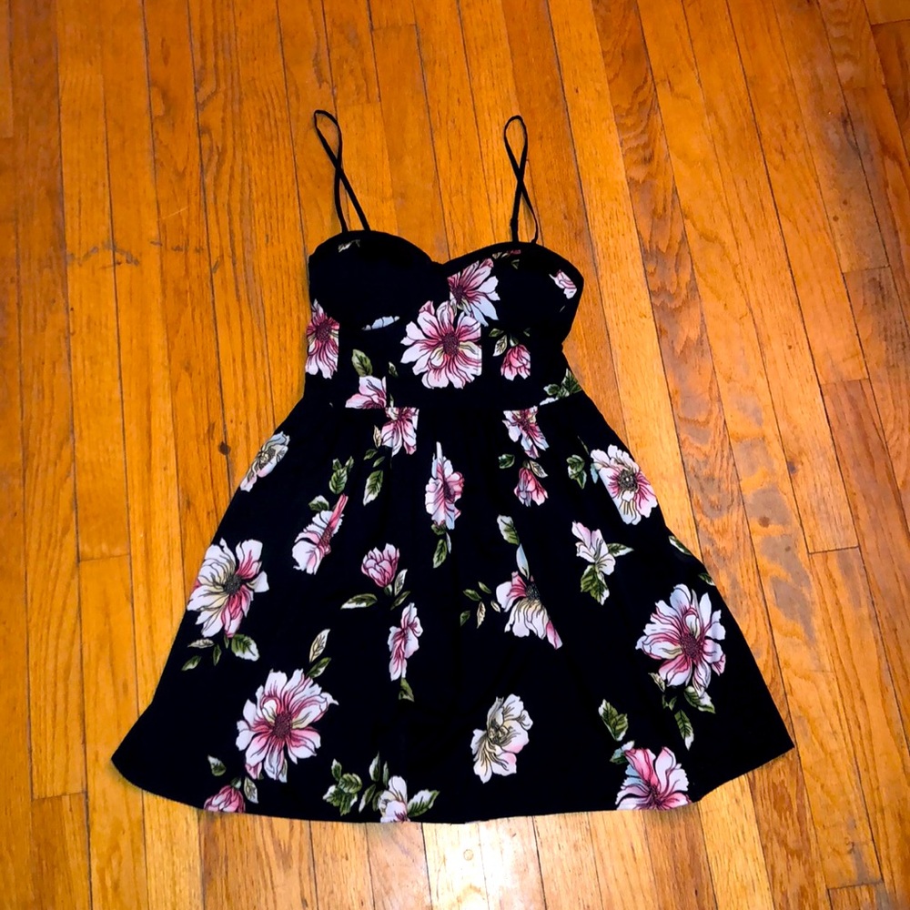 Floral Black Flowy Dress